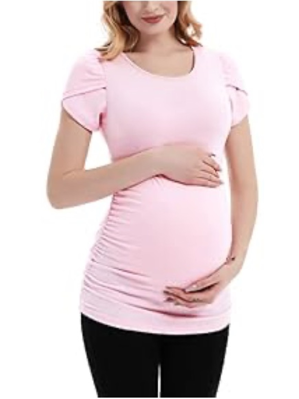 Maternity Short Sleeve Top in Pink
